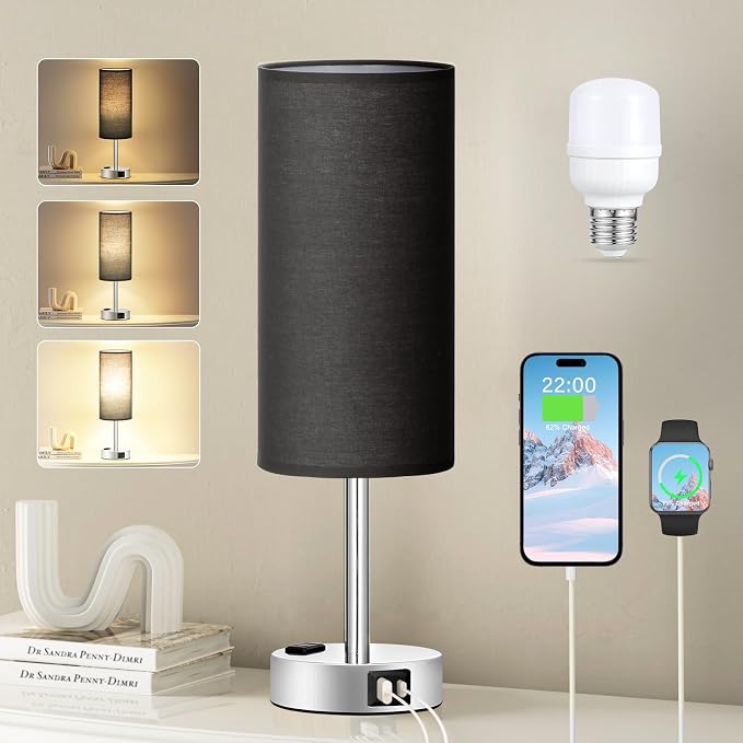 Black Bedroom Table Lamp for Bedside by Fenmzeelighting