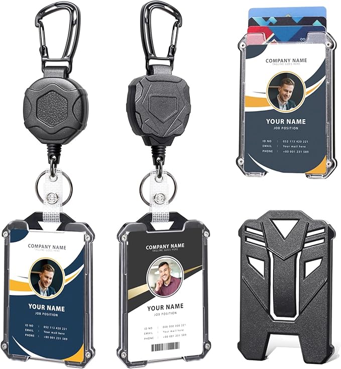 Badge Holder Retractable Clip Heavy Duty Carabiner Badge Reel Keychain by COOKOOKY