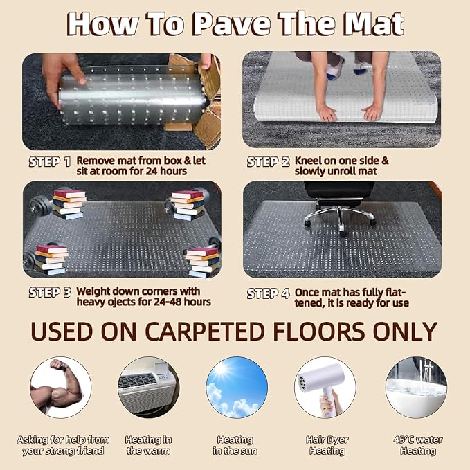 Lebata Office Chair Mat for Carpet Floor, Slip Resistant Heavy Duty Under Desk - Image 4