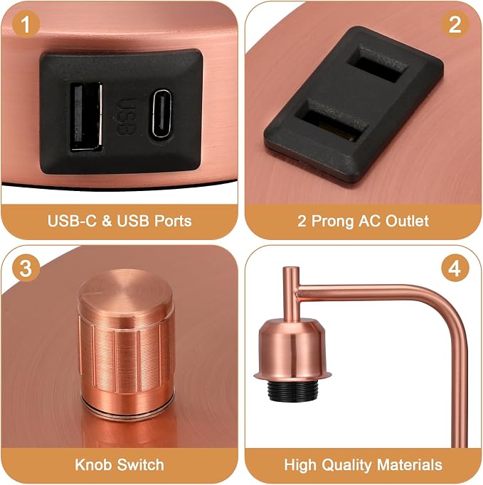 Innqoo Copper Industrial Bedside Table Lamp - Image 4