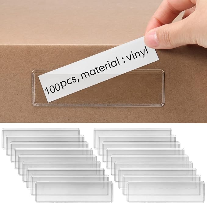 Epakh 100 Pack Back to School Self Adhesive Label Holders Shelf Tag Pockets 1.2 by Epakh
