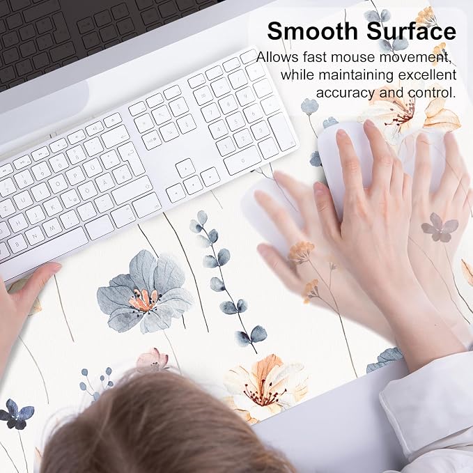QIYI Large Mouse Pad, Floral Desk Mat - Image 5