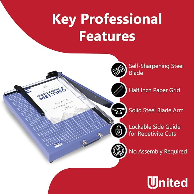 United Office Products T15 Commercial Guillotine Paper Trimmer, Sturdy Metal Base, 15" Cut Length, 15 Sheet Capacity, Paper Cutter for Offices, Schools and Crafts-DeskLoop Office