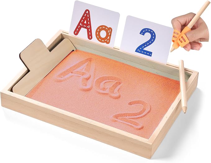 Montessori Sand Tray for Kids, Writing Play Sand Tray by MORITECK