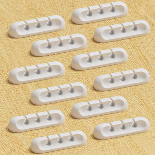 Apromisith USB Cable Organizer Clips Cord Holder, 12 Packs White Self Adhesive by Apromisith