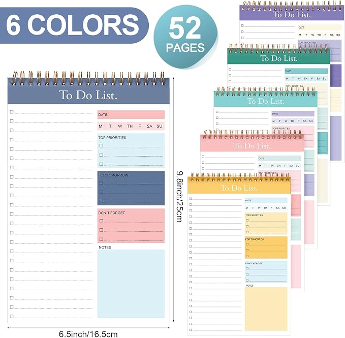 Thenshop 6 Pack To Do List Notepad Daily to Do List Notepad 6.5 x 9.8 Inches - Image 2