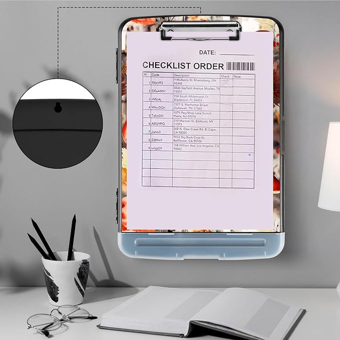 Clipboard with Storage, Storage Clipboard with Pen Holder, Heavy Duty Plastic - Image 4