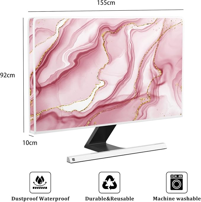 Baocicco Gold Pink Marble Waterproof TV Display Screen Cover 65 Inch TV - Image 2