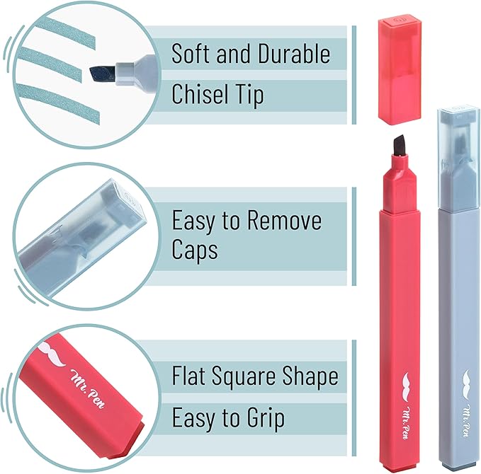 Mr. Pen- Aesthetic Highlighters, Chisel Tip, Muted Pastel Color, No Bleed Bible - Image 4