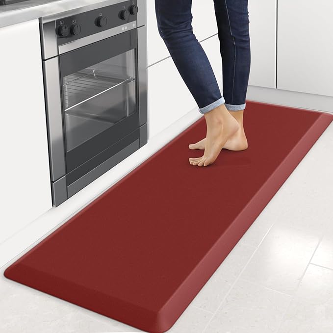 4/5 Inch Thick Kitchen Mats for Floor, StepRite Kitchen Rug for Standing Desk, Non-Slip, Thicker, Stain Resistant, Waterproof, Comfort Anti Fatigue Floor Mat for Home, Kitchen, Office - Red,70 * 24''-DeskLoop Office