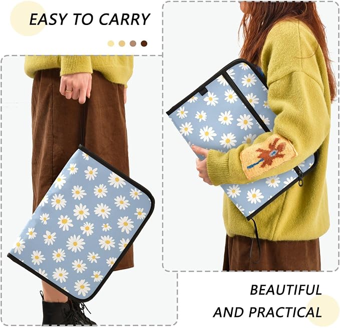 Blue Daisies Accordion File Organizer Expanding Document Folder - Image 4