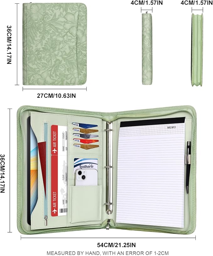 Leathario Portfolio Binder, Includes 10 Sheet Protectors and 3 Notepads - Image 3