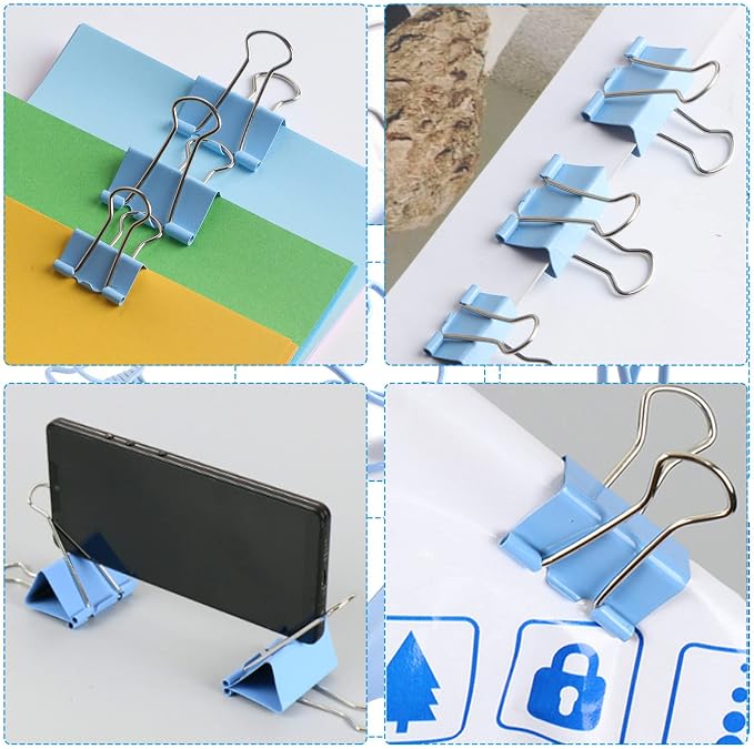Paper Binder and Clips Set, Metal Assorted Sized Binders - Image 4