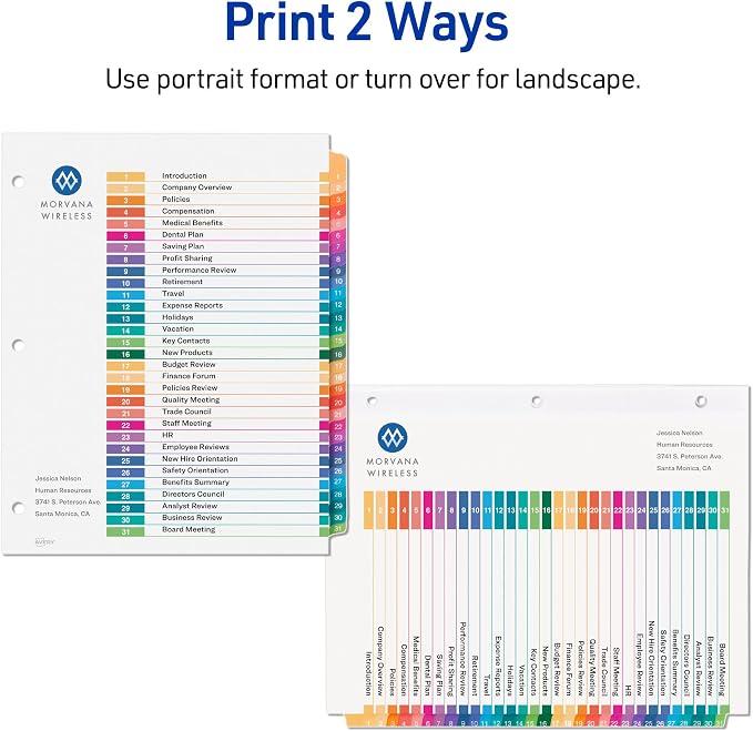 Avery 1-31 Dividers for 3 Ring Binders, 31 Tabs per Set, Customizable Table of - Image 3