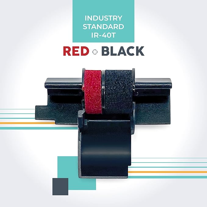 CATIGA IR-40T Ink Roller Cartridge for Printing Calculators and Adding Machines, Black/Red Pack of 2, Used with Casio HR-100TM HR-150TM HR-170RC, Sharp EL-1750V EL-1801V, CP30A CP90A-DeskLoop Office