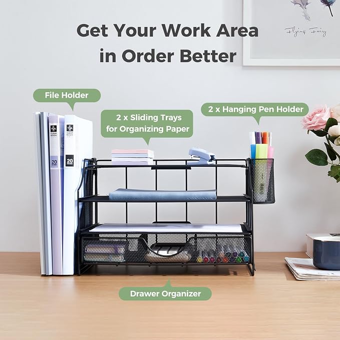Desk Organizers and Accessories, 4 Tier Paper Letter Tray Organizer Holder Desk - Image 2