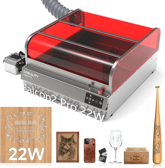 Creality Falcon2 Pro 22W Laser Engraver, Enclosed Laser Cutter with Air Assist, HD Camera Positioning, Auto Fan, Class 1 Safety Laser Engravering Machine for Wood and Metal, Acrylic-DeskLoop Office