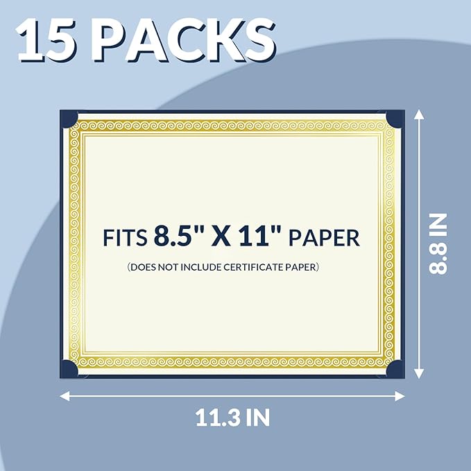 SUNEE Single Sided Certificate Holders, 15 Packs Blue Diploma Holders, - Image 2