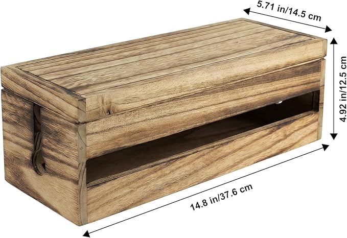 Changsuo Cable Management Box Wooden Cord Organizer Box - Image 3