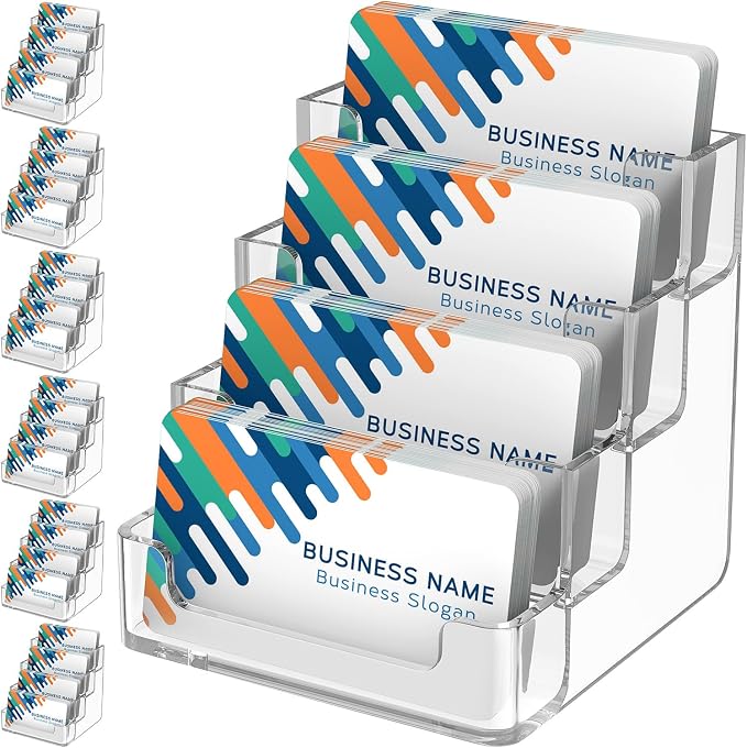 MaxGear Acrylic Business Card Holder, 320 Cards Capacity, 4 Pocket, 6 Pack | by MaxGear