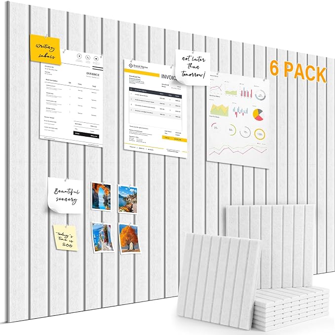Large Felt Bulletin Board，36" x 24" 6 Pack Cork Board Alternative by ANWEOR