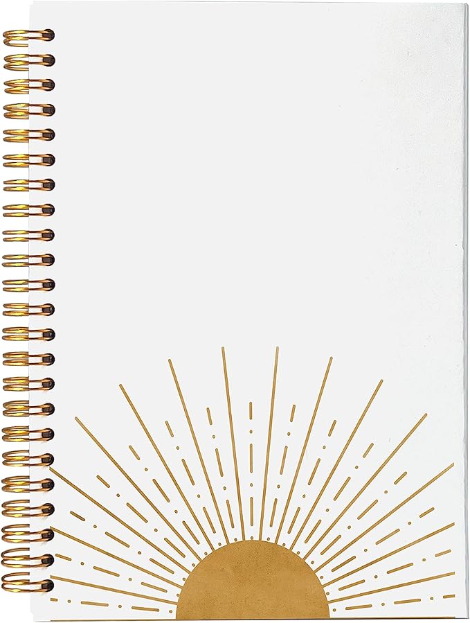 VNWEK Abstract Boho Sun Sunrise Sunset Sunshine Spiral Notebook Journal 5.5×8.3 Inch,Boho Mid-Century Modern Art Lined Hardcover Spiral Notebook for Work Notes Journaling,Boho Gifts for Women Girls-DeskLoop Office