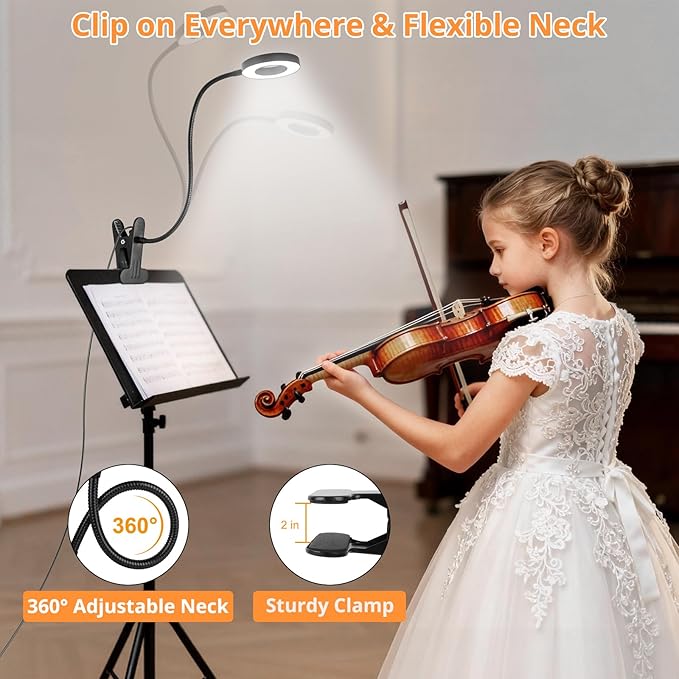 Woputne Desk Lamp Clip Light, 10 Dimmable Brightness 3 Light Modes Reading Light - Image 4