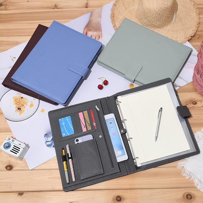Wonderpool A4 PU Leather 3 & 4 Ring Holder Writing Portfolio Multi Document Case - Image 6