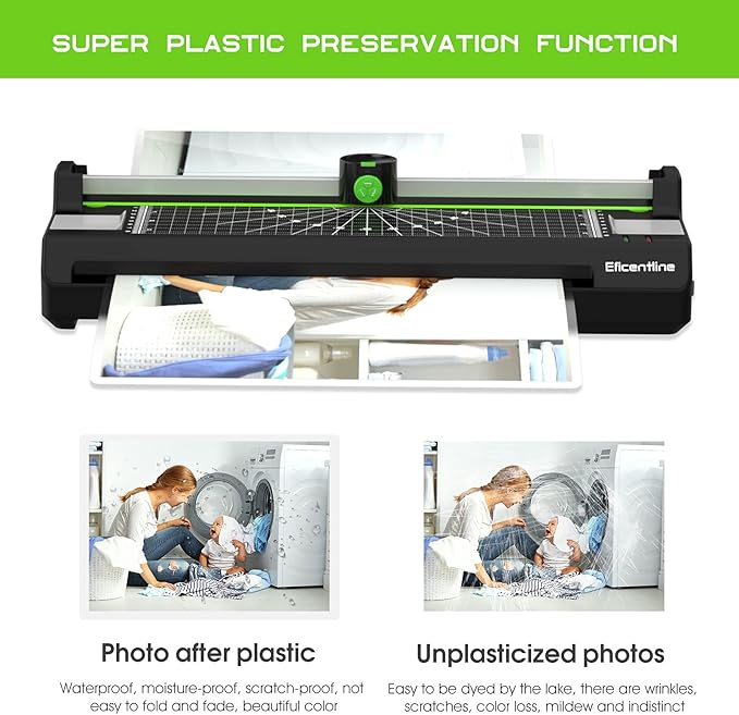 Laminator Machine for A3/A4/A6, Thermal Laminating Machine for Home Office School Use with 50 Pouches, Paper Trimmer and Corner Rounder (Green)-DeskLoop Office
