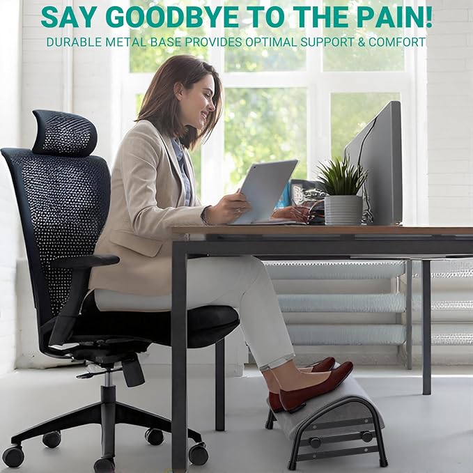 YEASHEIN Adjustable Foot Rest for Under Desk at Work, Velvet Under Desk Footrest - Image 6