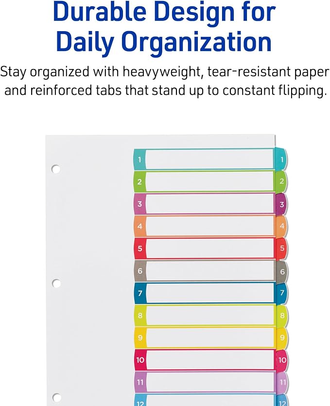 Avery Dividers for 3 Ring Binders, 12 Tabs per Set, Customizable Table of - Image 5
