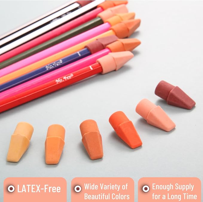 Mr. Pen- Pencil Top Erasers, 120 Pack, 6 Different Sunset Orange Colors | - Image 4