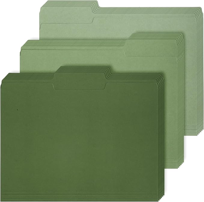Whaline Sage Green File Folders Letter Size 12 Packs 3 Colors Gradient Green by Whaline