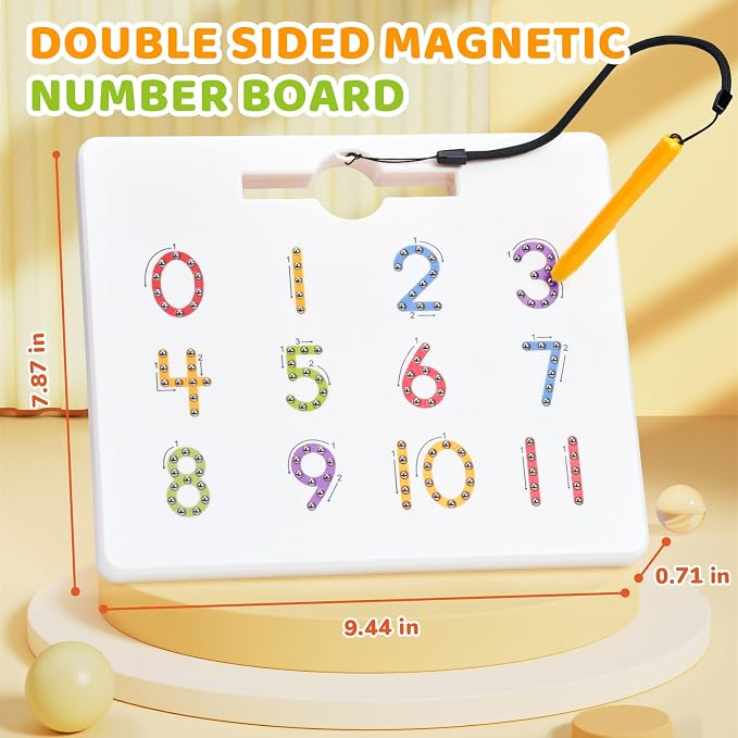 GAMENOTE Magnetic Number Tracing Board, 2 in 1 Double Sided Numbers 1-20 - Image 5