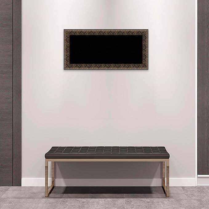 Amanti Art Black Cork Board for Wall, 17x35 Vision Board with Black Wood Frame, Medium Corkboard Office Decor for Home Organization, Traditional Corkboard Pinboard to Display Items for Home-DeskLoop Office