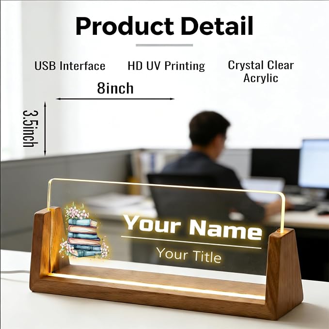 Custom Desk Name Plate, Light Up Acrylic Office Sign, Personalized Gift - Image 5