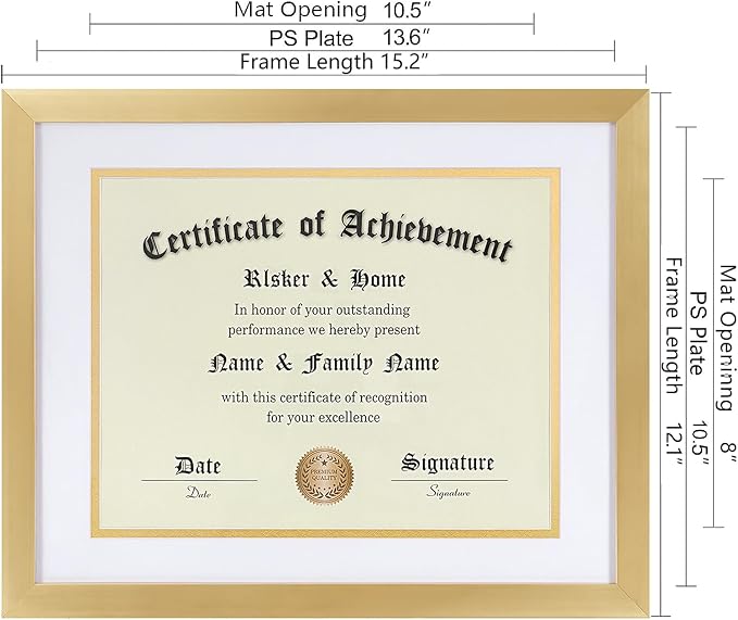ELSKER&HOME 8.5 x 11 Certificate Frame Gold - Image 4