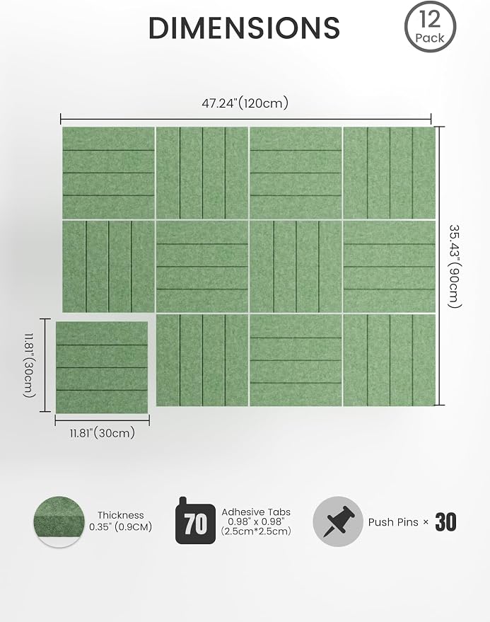 Bumusty Large Cork Board Alternative-48 x 36" Felt Bulletin Board Tiles - Image 2