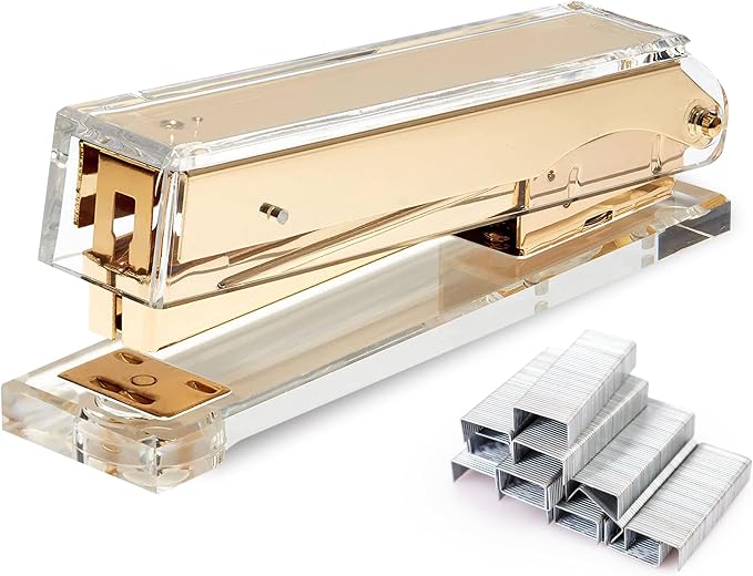 OfficeGoods Acrylic Stapler – Aesthetic & Durable Gold Desk Staple by OfficeGoods