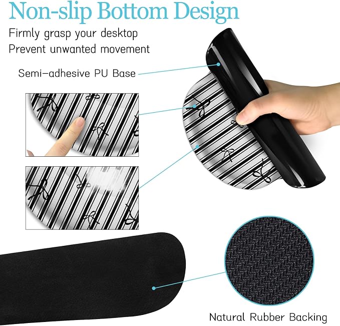 LIMKRIAN Black Striped Ergonomic Large Desk Mat Set - Image 7