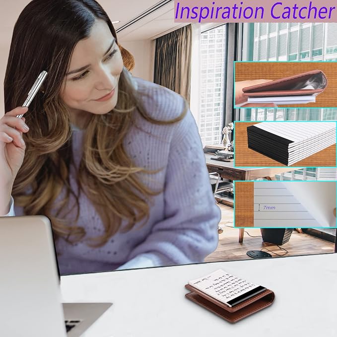 13 Pack Mini Pocket Notepad Set, Included Leather Pocket Notepad Holder - Image 5