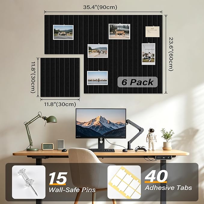 Large Felt Bulletin Board，36" x 24" 6 Pack Cork Board Alternative - Image 3