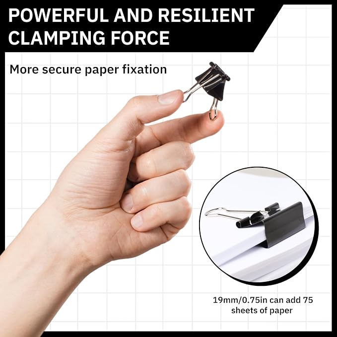 120 Pcs Small Binder Clips Black, 0.75in/19mm Mini Binder Paper Clips, Paper - Image 6