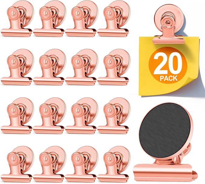 20 Pack Refrigerator Magnets Fridge Magnets, Rose Gold Magnetic Clips by WUDIME