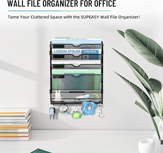 SUPEASY Wall File Organizer, 5 Tier Hanging File Organizer - Image 4