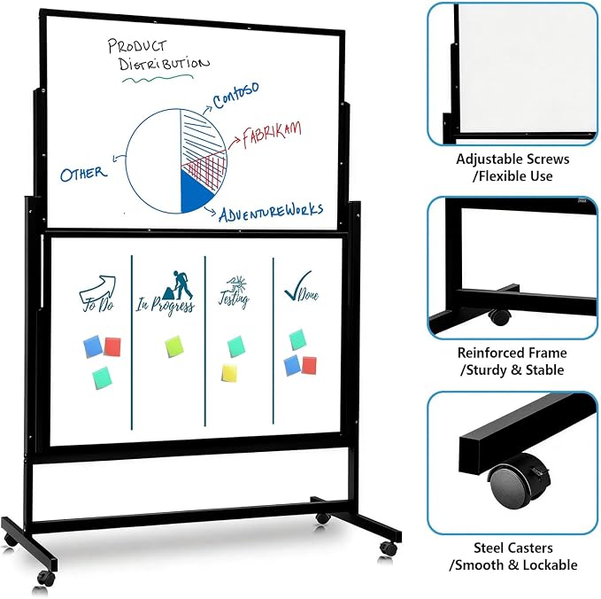 48 x 60 Inch Height Adjustable Dry Erase Whiteboard - Image 5