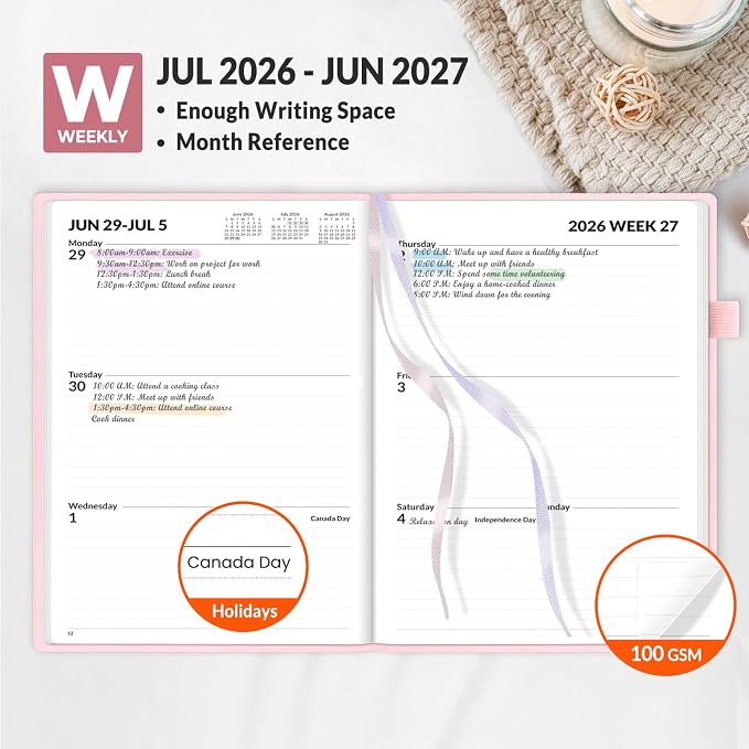 SUNEE 2026-2027 Weekly & Monthly Hardcover Planner 5.5" x 8.3" - Image 3