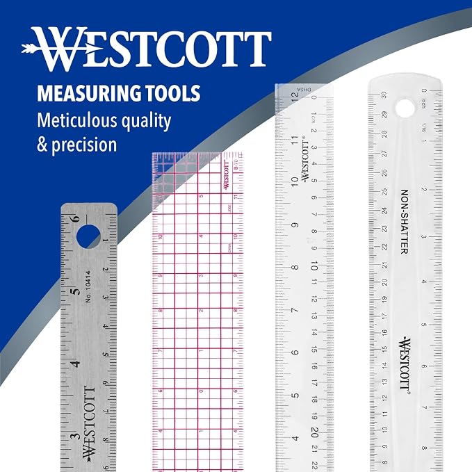 Westcott Acrylic Clear Ruler, Easy-to-Read Markings, Scratch-Resistant Design - Image 5