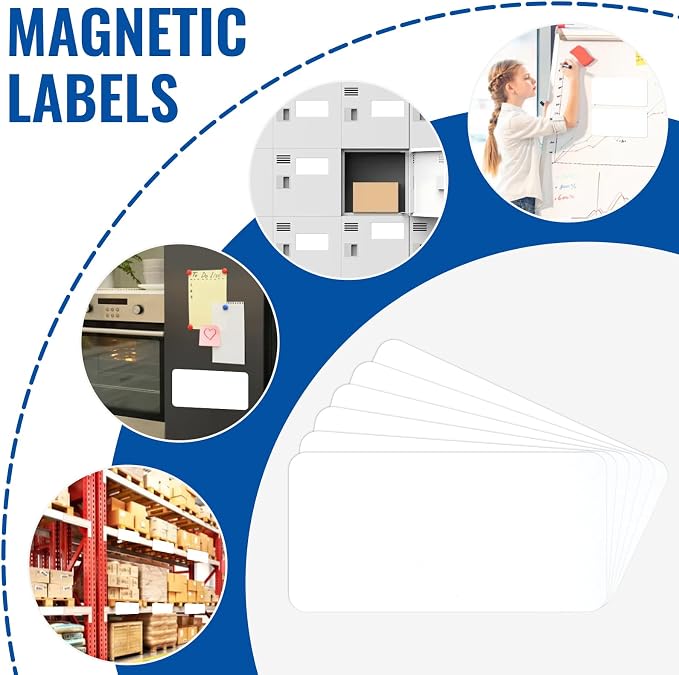 32 Pcs Dry Erase Magnetic Labels, 4.2" x 2.1" White | Reusable Writable - Image 6