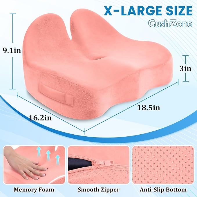 CushZone Seat Cushion, Memory Foam Office Chair Seat Cushion - Image 2